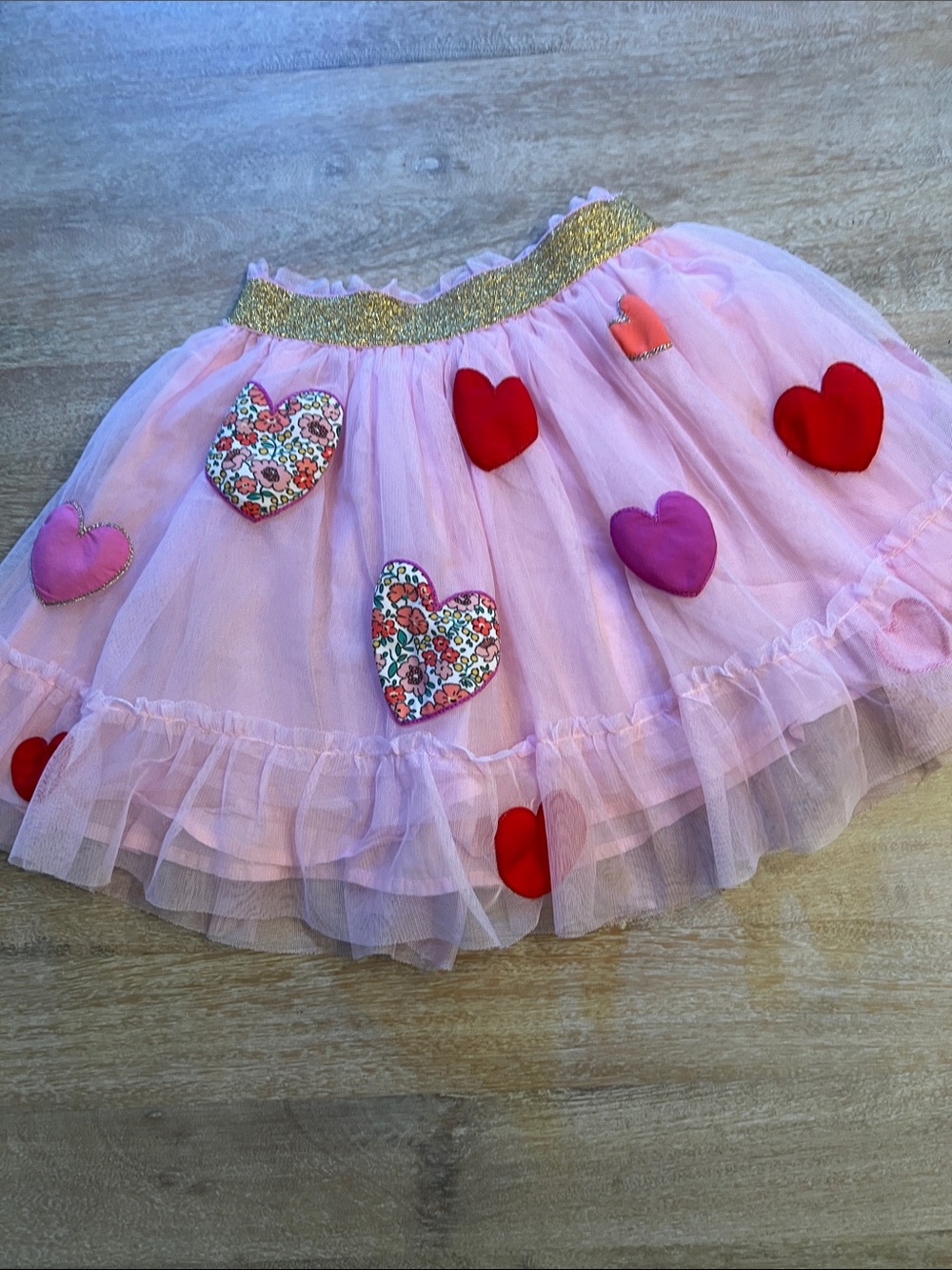 mini Boden 5/6 appliqué heart skirt EUC